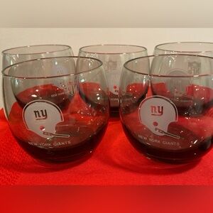 NFL New York Giants Whiskey/Bourbon Glasses Smoked Gray Set of 5 Vintage 70’s